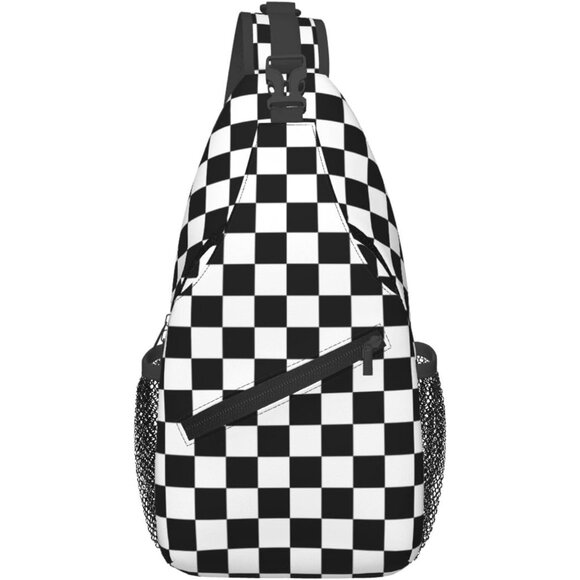 Men's Lightweight Checking Plaid Sling Backpack with Multiple Compartments - Picture 2 of 2